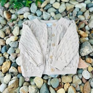 Beige Knit Cardigan with Button Details